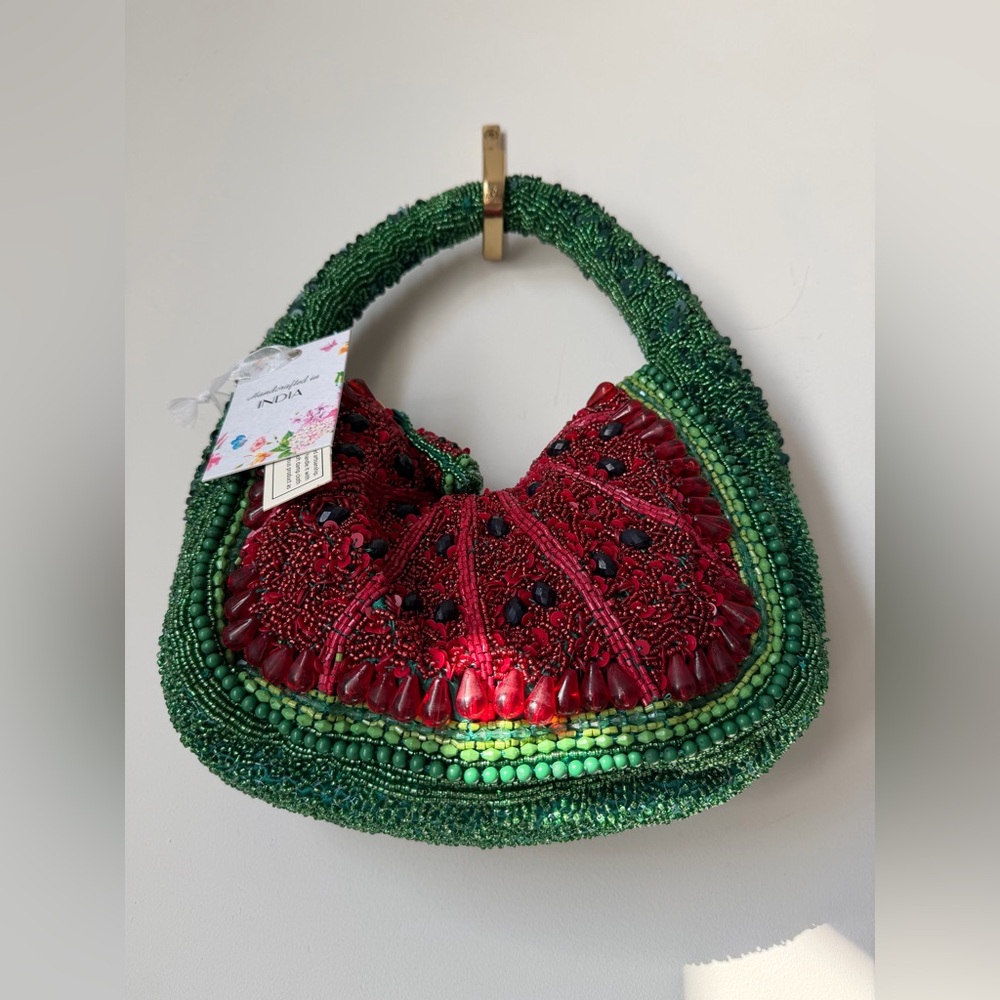 Beaded Watermelon bag with beaded charm - Picture 2 of 5